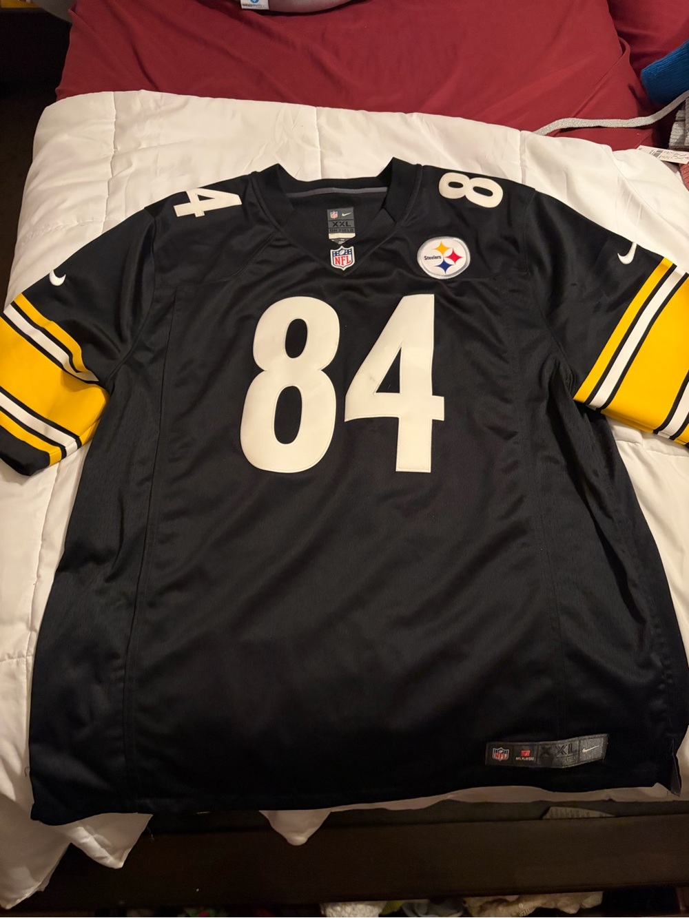 NFL Black Nike Team Jersey with White and Gold Accents #84 brown